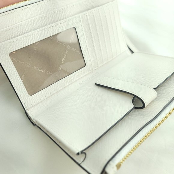 Michael Kors Womens Ivory White Leather Detachable Strap Wristlet Wallet - Picture 4 of 14